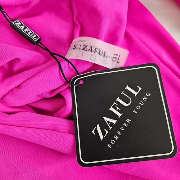 Zaful Womens Rose Pink High-Waisted 2 Piece Bikini Swimwear Set Tie Back Sexy Sm - Picture 7 of 10